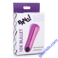 Bang! 10X Rechargeable Waterproof Metallic Bullet Vibrator Purple
