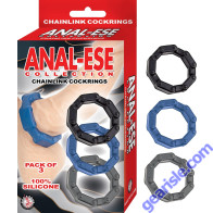 Anal Ese Collection Chainlink Cockrings Black/Blue/Grey