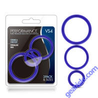 Blush Performance VS4 Cock Ring Set Indigo Pure Premium Silicone