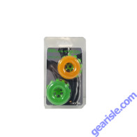 SI Novelties Thick Power Stretch Donuts 2 Pack Cock Ring Orange Green