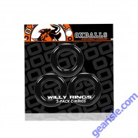 Oxballs Willy Rings 3 Pack Super Stretch Cock Ring Black