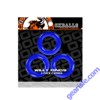 Oxballs Willy Rings 3 Pack Super Stretch Cock Ring Police Blue