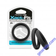 Perfect Fit Xact Fit Size #17 2 Pack Black Silicone Cock Ring