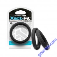 Perfect Fit Xact Fit Size #22 2 Pack Black Silicone Cock Ring