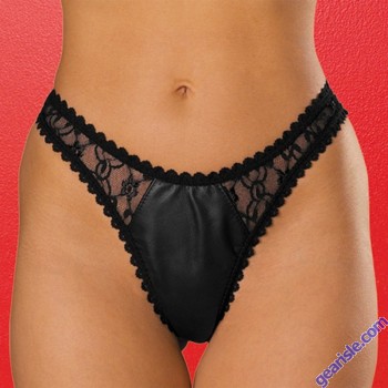 Leather Lace Thong 3-160