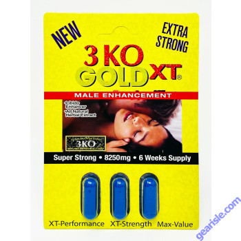 3 KO Blue Gold XT Male Sexual Enhancer 2500mg Natural Herbal Extract One Pack