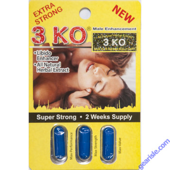 3 KO Blue Male Sexual Libido Enhancer 1000 mg Natural Herbal Extract x 3pills (one cartdige) by Prime Health Inc.