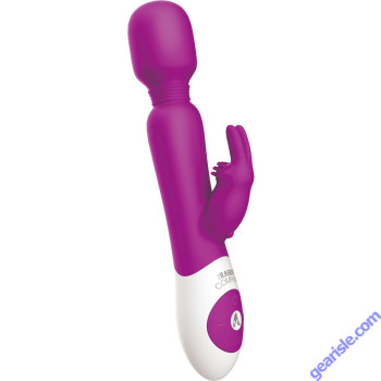 The Rabbit Wand Silicone Usb Rechargeable Dual Vibe Splashproof Deep Rose