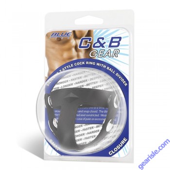 Silicone T Style Cock Ring Blue Line Men C&B Gear box