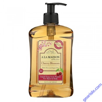 A La Maison Cherry Blossom Liquid Hand Soap Bottle 16.9 Oz front