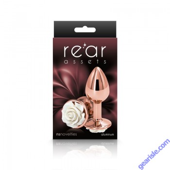 Anal Plug NS Rear Assets Chrome Plated Rose Small White box