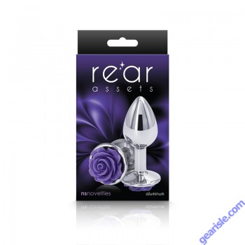 Anal Plug NS Rear Assets Rose Small Chrome Plated Purple box