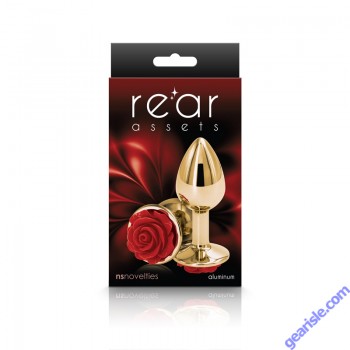 Anal Plug NS Rear Assets Rose Chrome Plated Small Red box