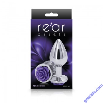 Anal Plug NS Rear Assets Rose Medium Purple Chrome Plated box