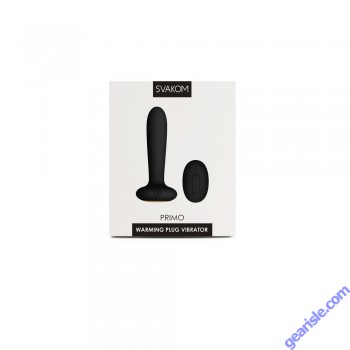 Svakom Primo Black Heating Unisex Silicone Butt Plug Remote Control box