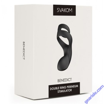 Svakom Benedict Black Double Vibrating Cock Ring Perineum Stimulator box