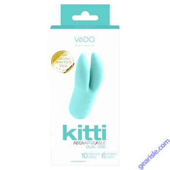 Vedo Kitti Rechargeable Dual Vibrator Turquoise Waterproof box