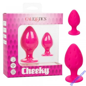 CalExotics Anal Plug Silicone Cheeky Pink Suction Cup box
