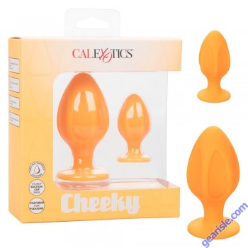 Anal Plug Silicone Cheeky Orange Suction Cup CalExotics box