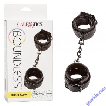 Boundless Adjustable Vegan Leather Wrist Cuffs CalExotics box
