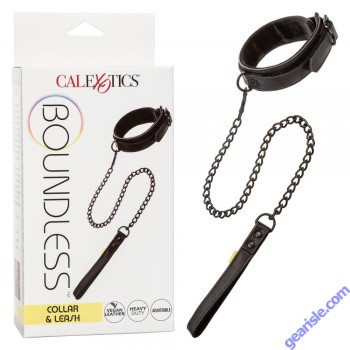 Adjustable Collar & Leash Vegan Leather Boundless CalExotics box