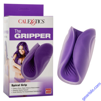CalExotics The Gripper Spiral Grip Textured Open Sleeve Masturbator box