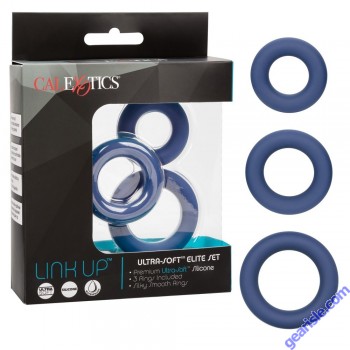 CalExotics Link Up Ultra Soft Elite Silicone Cock Ring Set box