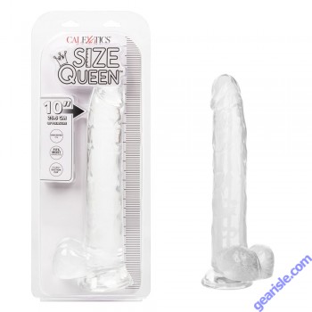 Dildo Size Queen 10" Realistic Head Veins CalExotics Clear box