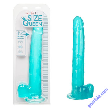 Dildo Size Queen 12" Blue Realistic Head Veins CalExotics box
