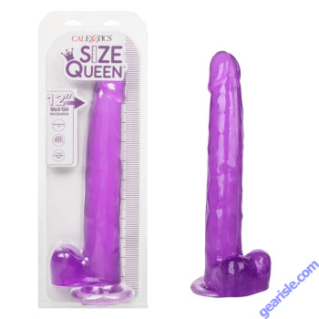 Dildo Size Queen 12" Flexible Life Like Feel CalExotics Purple box
