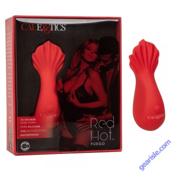 Red Hot Fuego Textured Scoop Silicone Waterproof Vibrator box