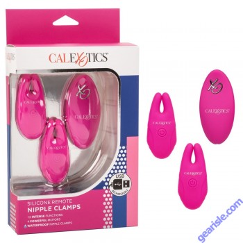 CalExotics Silicone Remote Nipple Clamps Waterproof Pink box