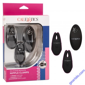 CalExotics Silicone Remote Nipple Clamps Black Waterproof box