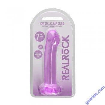 Purple Dildo Non Realistic Pink 6.7" Crystal Shots Toys Suction Cup box