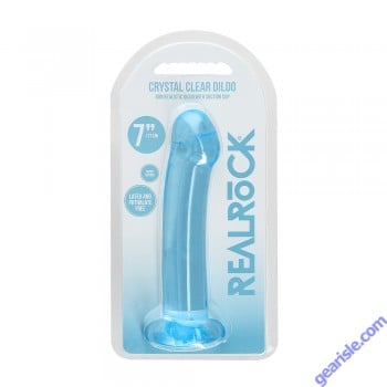 Shots Toys Dildo Non Realistic Pink 6.7" Crystal Blue Suction Cup box