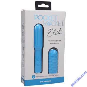 DocJohnson Sky Blue Pocket Rocket Elite Vibrator box