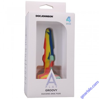 Doc Johnson A Play Groovy Silicone Anal Plug 4'' Sunrise box