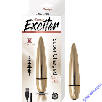 Nasstoys Exciter 10 Function Bullet Vibrator Gold Water Resistant