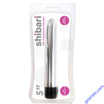 Shibari 5" 10X Pulsations Slim Bullet Vibrator Silver