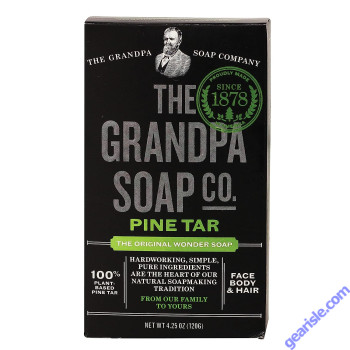 Grandpa Pine Tar Bar Soap 4.25 Oz Plant Based Face Body Hair