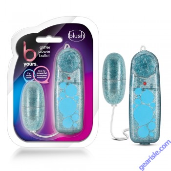 Blush B Yours Glitter Power Bullet Vibrator Blue Waterproof AA Battery