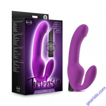 Blush Temptasia Cyrus Strapless Silicone Purple Dildo Vibrating Bullet box