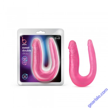 B Yours Sweet Double Dildo Lifelike U Shape Pink Blush Novelties box