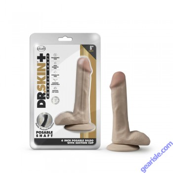 Blush Dr. Skin Plus 6" Posable Dildo Realistic Balls Vanilla box