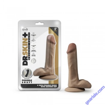 Dildo Blush Dr. Skin Plus 6" Posable Realistic Balls Mocha box