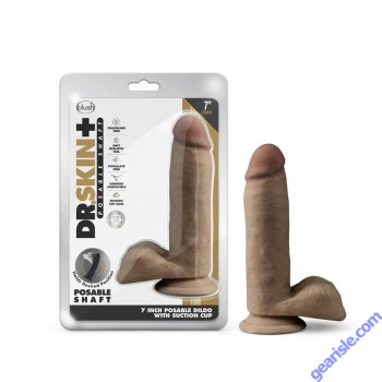 Blush Dr. Skin Plus 7" Posable Dildo Realistic Balls Mocha box