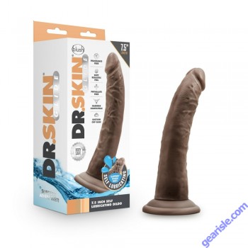 Dr. Skin Glide 7.5" Self Lubricating Realistic Dildo Chocolate Blush box