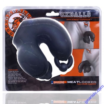 Oxballs Meatlocker Chastity Silicone Pierced Look Black Ice box