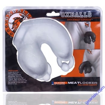 Oxballs Meatlocker Chastity Silicone Pierced Look Clear Ice box