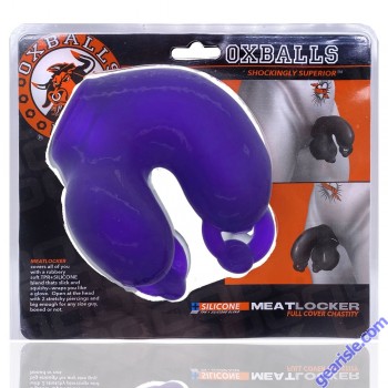 Oxballs Meatlocker Chastity Silicone Pierced Look Eggplant Ice box